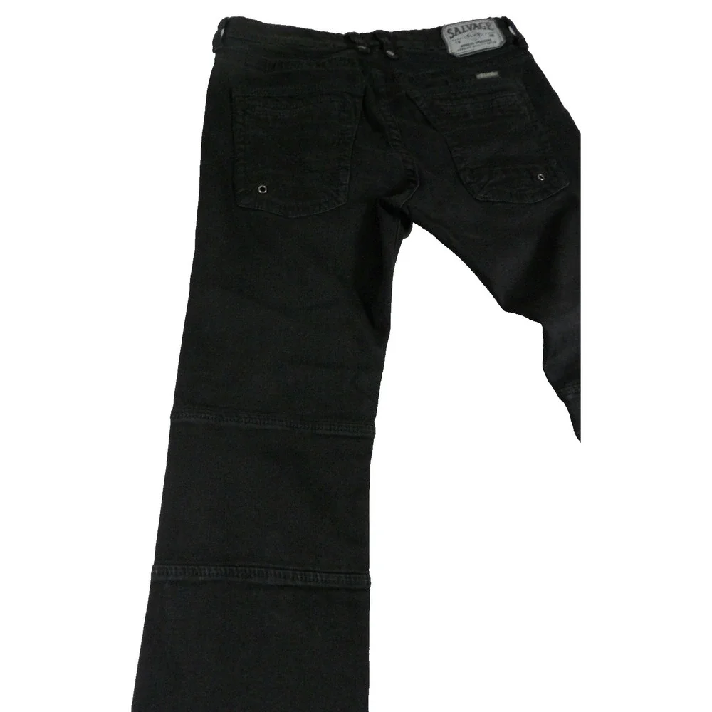 Salvage Havoc Moto Jeans Men W32 L30 Black Slim Straight Biker Buckle Denim Pant